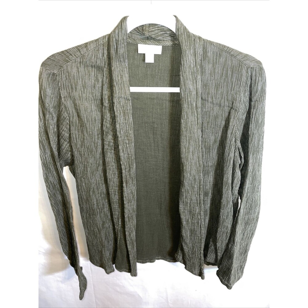 Pure Jill Open Shirt Women's Size Small Green Long Sleeve Comfort Breathable